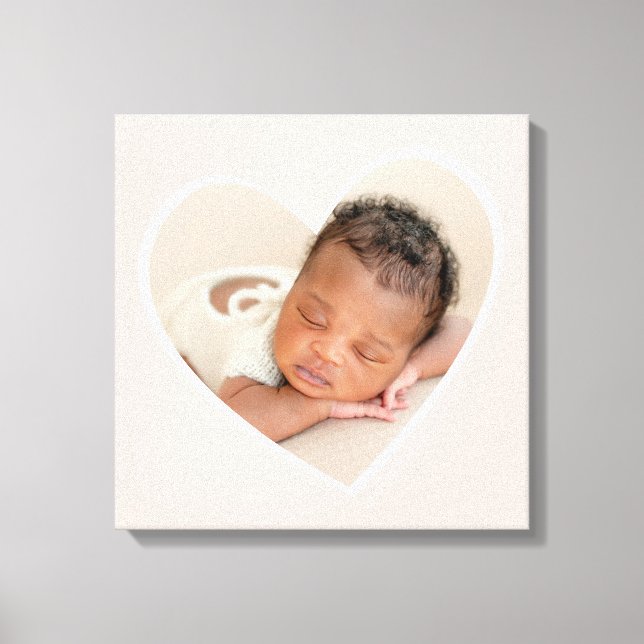 BABY GIRL modern photo layered heart blush pink Canvas Print (Front)