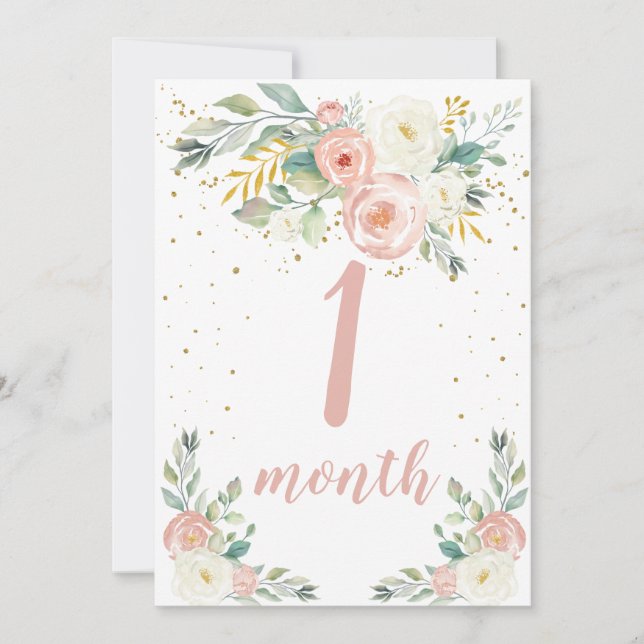 Baby Girl Monthly Milestone Card (Front)