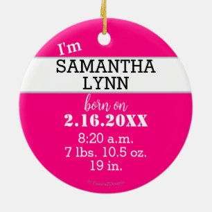 Baby Girl Name Hello to the World Pink Blue Ceramic Tree Decoration