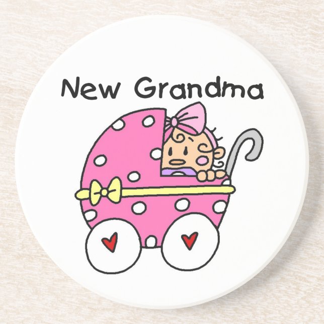 Baby Girl New Grandma Gifts Coaster (Front)