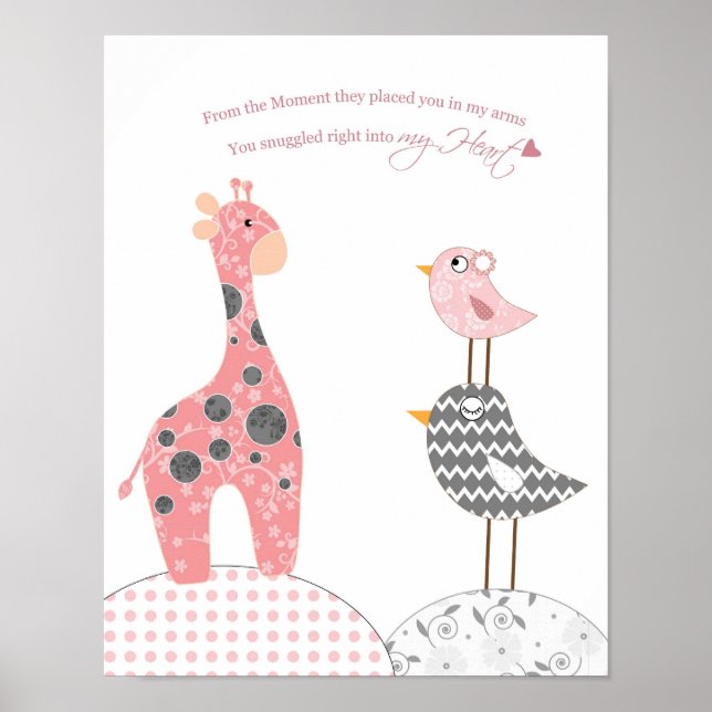 Baby girl nursery art (snuggled into my heart) poster (Front)