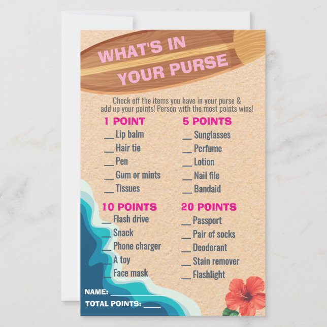 Baby Girl On Board What's In Your Purse Game (Front)