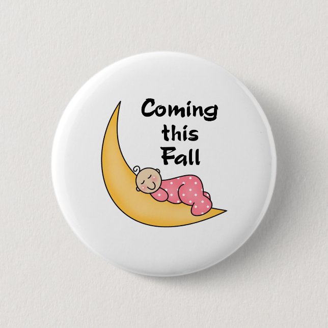 Baby Girl on Moon Fall 6 Cm Round Badge (Front)