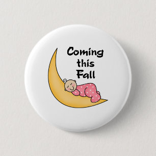 Baby Girl on Moon Fall 6 Cm Round Badge