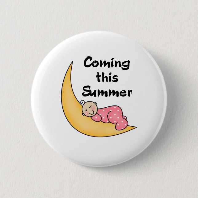 Baby Girl on Moon Summer 6 Cm Round Badge (Front)