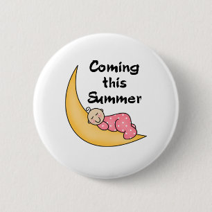 Baby Girl on Moon Summer 6 Cm Round Badge