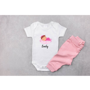 Baby Girl On Pink Clouds Baby Bodysuit