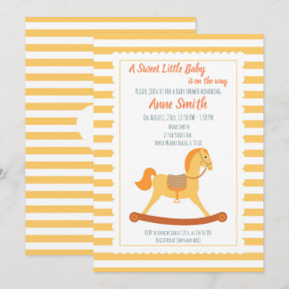 Baby girl or boy Shower rocking horse Invitation