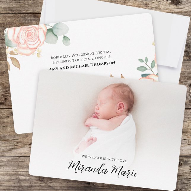 Baby Girl Overlay Text Newborn Photo Floral Pink (Creator Uploaded)
