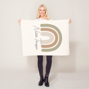 Baby girl pastel watercolor rainbow monogram pink fleece blanket