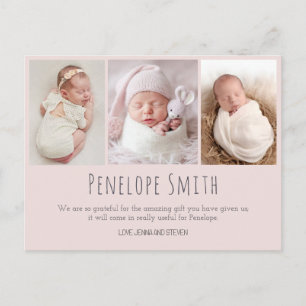baby girl photo birth announcement card baby pink