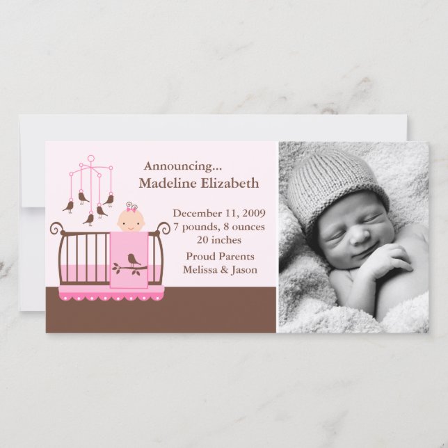 Baby Girl Photo Birth Announcements (Front)