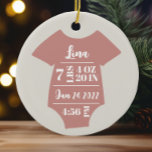 Baby Girl Photo First Christmas Keepsake Ceramic Tree Decoration<br><div class="desc">A sweet first ornament for new parents and baby! Add the birth details to the front and a personal photo to the back using the personalization feature.</div>