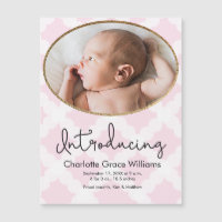 Baby girl photo Pink birth announcement