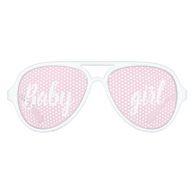 Baby Girl pink baby shower gender reveal party  Aviator Sunglasses (Front)