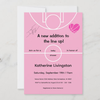Baby Girl Pink Basketball Baby Shower Invitation