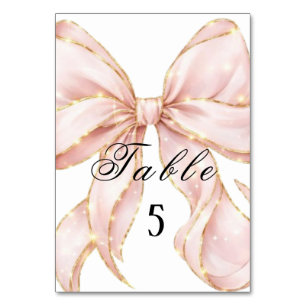 Baby Girl Pink Bow Baby Shower Table Number