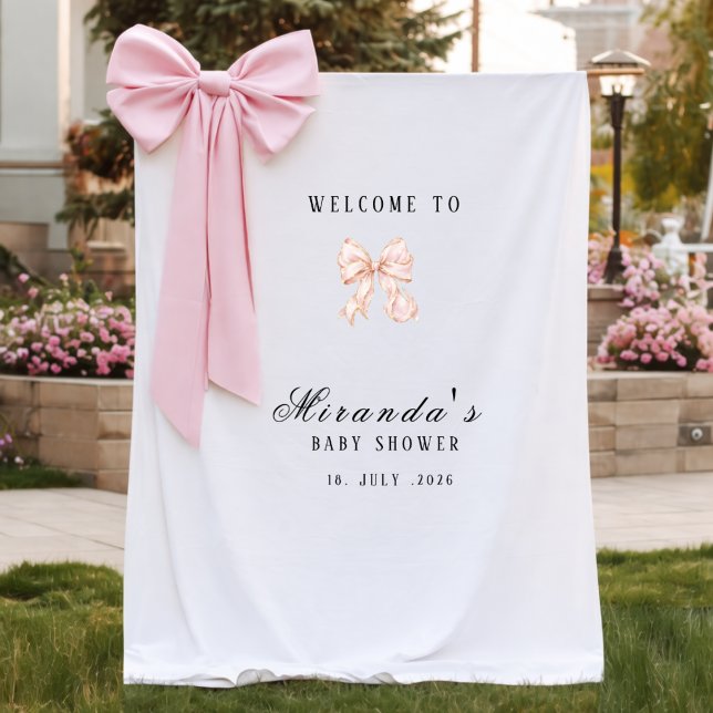 Baby Girl Pink Bow Baby Shower Tapestry (Creator Uploaded)