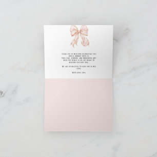 Baby Girl Pink Bow Baby Shower  Thank You Card