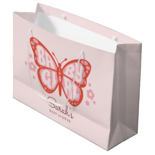 Baby Girl Pink Butterfly Baby Shower Large Gift Bag