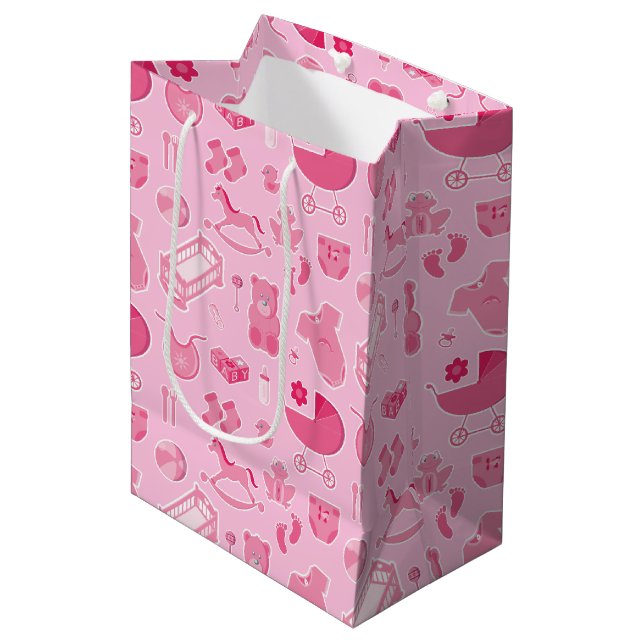 Baby Girl Pink Collage Medium Gift Bag (Front Angled)