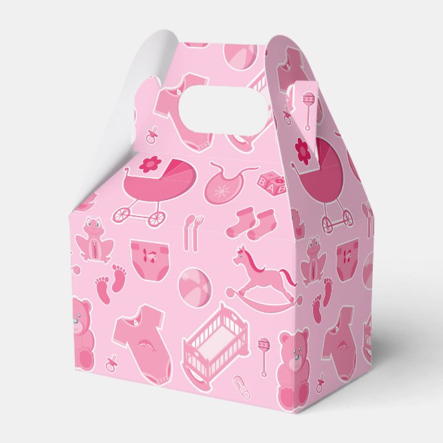 Baby Girl Pink Collage Pattern Favour Box (Front Side)