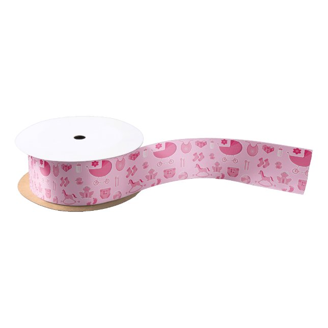 Baby Girl Pink Collage Satin Ribbon (Spool)