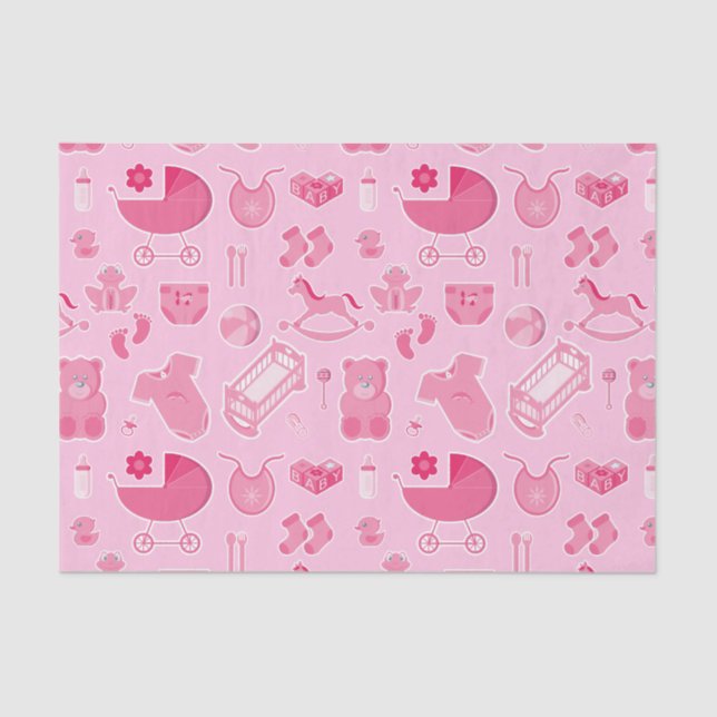 Baby Girl Pink Collage Tissue Paper (Front)