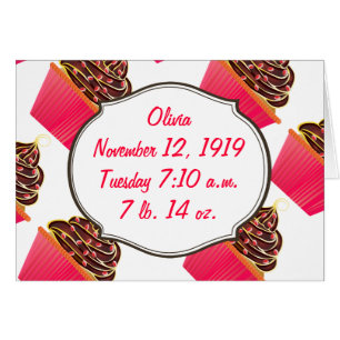 Baby Girl Pink Cupcakes Its a Girl Announcement