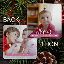 Baby girl pink First Christmas 2 photo