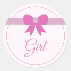 Baby girl pink Gender Reveal Party Classic Round S Sticker