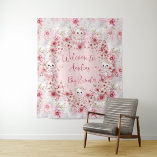Baby Girl Pink Gender Reveal Photo Backdrop Tapestry