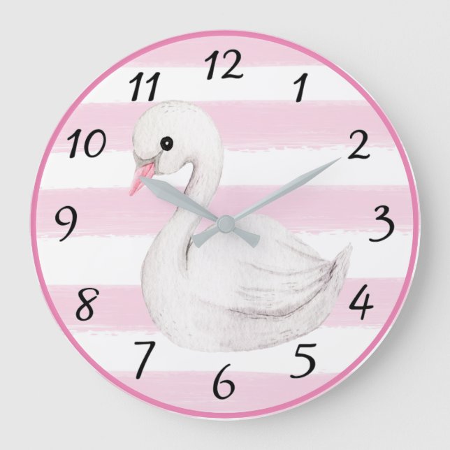 Baby Girl Pink Girly Modern Nursery Decor Large Clock (Front)