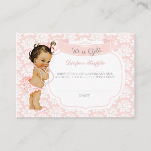 Baby Girl Pink Grey Diaper Raffle Ticket Enclosure Card