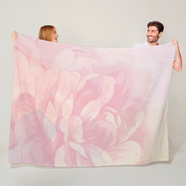 Baby Girl Pink Pastel Victorian Rose Pattern Fleece Blanket (In Situ)