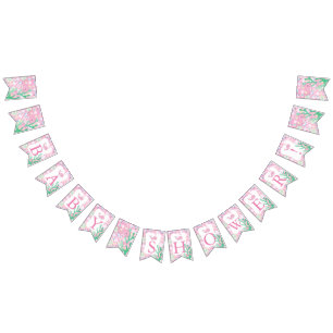 Baby Girl Pink Polka Dotted Whale Baby Shower Bunting