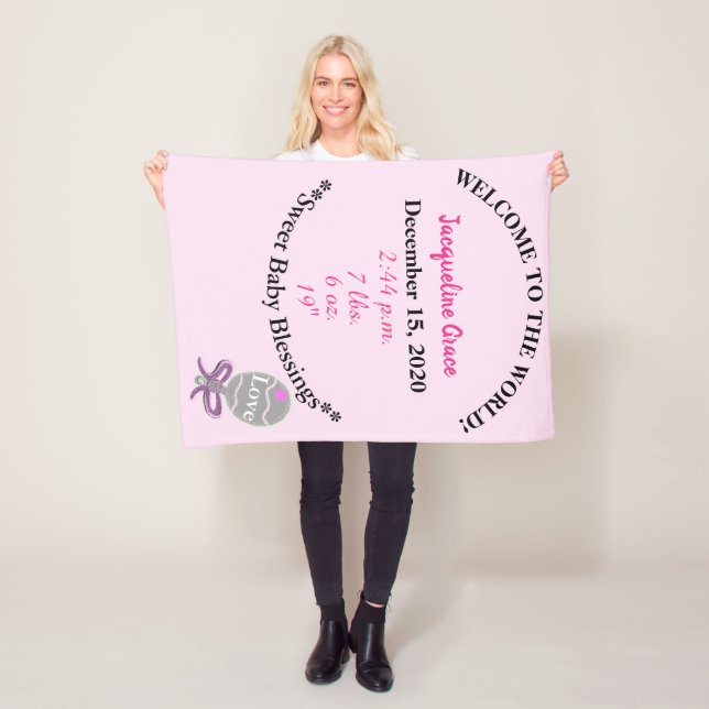 Baby Girl Pink Rattle Fleece Blanket (In Situ)