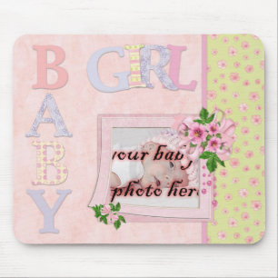 Baby Girl Pink Roses Framed Mousepad Mouse Pad