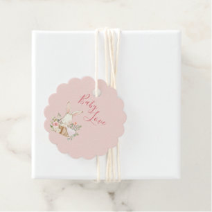 Baby Girl Pink Script Cute Elegant Baby Shower Favour Tags