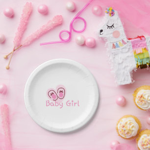 Baby Girl Pink Shoes Baby Shower Paper Plate