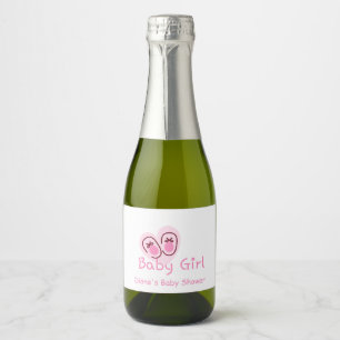 Baby Girl Pink Shoes Baby Shower Sparkling Wine Label