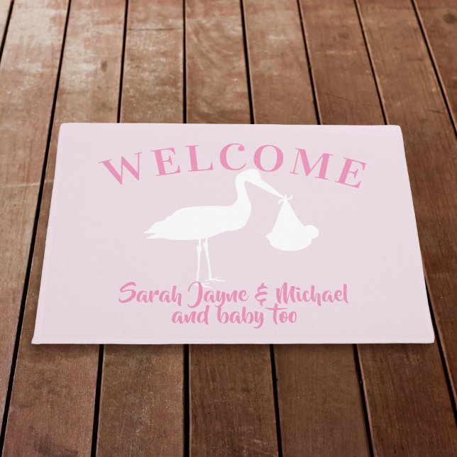 Baby Girl Pink Stork Welcome Nursery Doormat (Creator Uploaded)