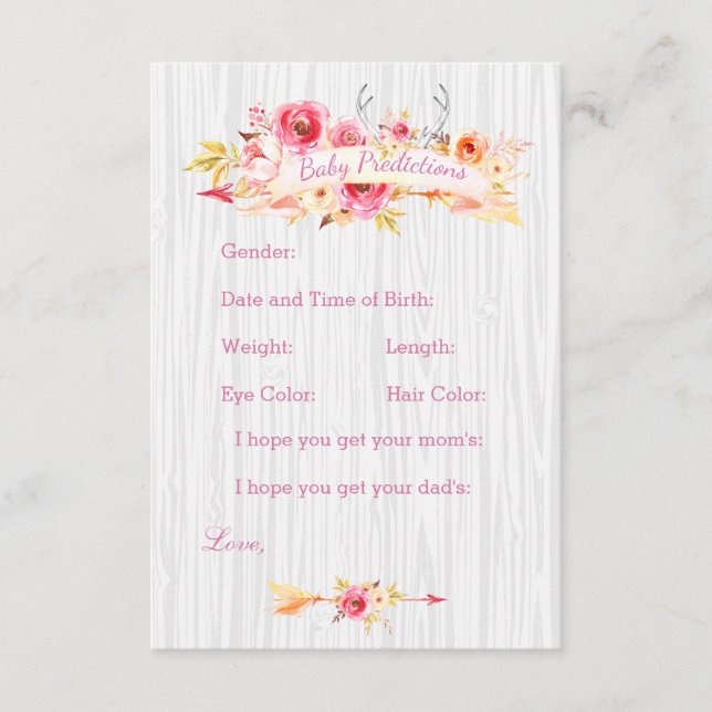 Baby Girl Prediction and Advice Cards (Front)