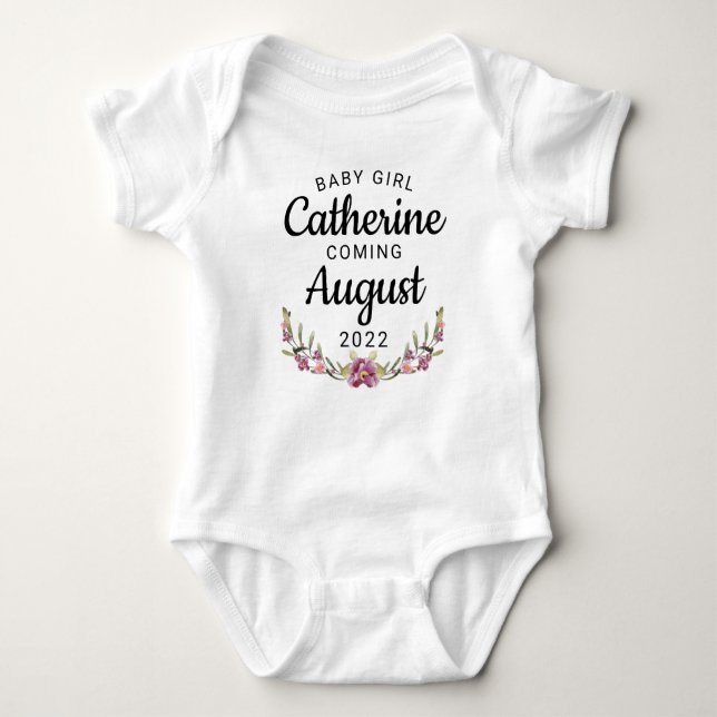 Baby Girl Pregnancy Announcement Gender Reveal Bodysuit (Front)