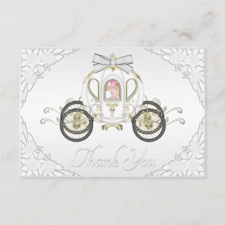 Baby Girl Princess Coach and Roses White Thank You Card