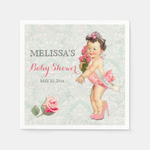 Baby Girl Princess Tiara Roses Crown Napkin