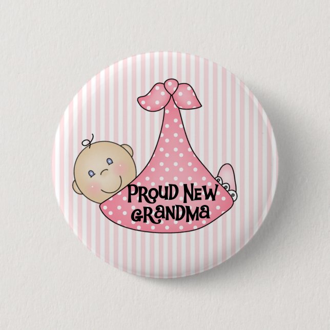 Baby Girl Proud Grandma 6 Cm Round Badge (Front)