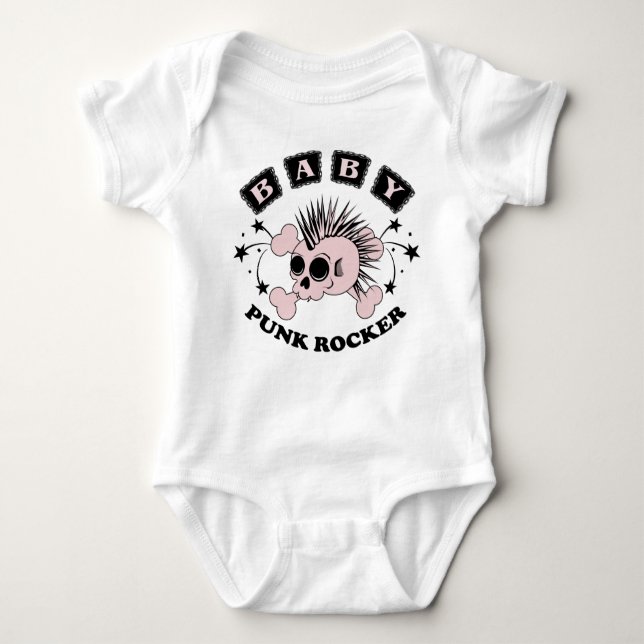 Baby Girl Punk Skull Baby Bodysuit (Front)