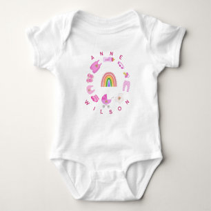 Baby Girl Rainbow Pink Colour Baby Bodysuit