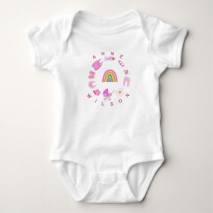 Baby Girl Rainbow Pink Colour Bodysuit